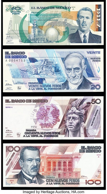 Matching Serial Numbers Mexico Banco de Mexico Pick 95-98 Four Examples Crisp Un...