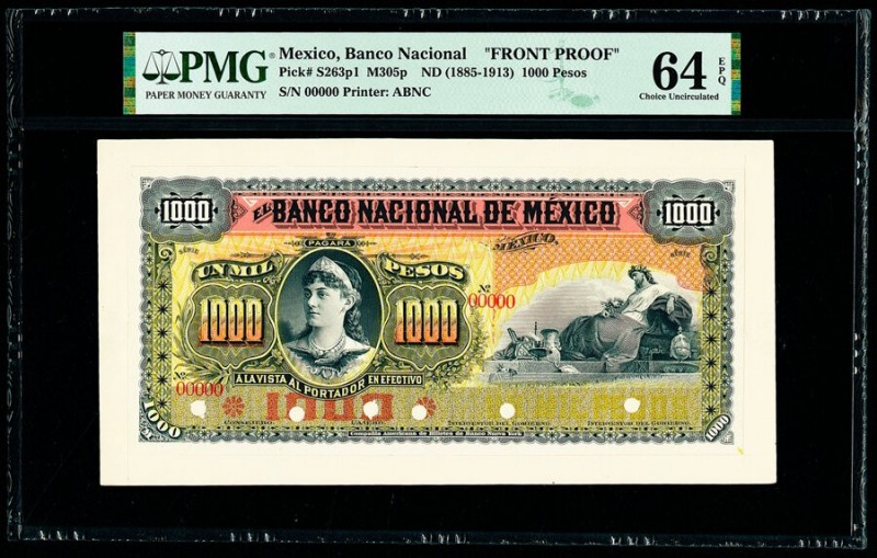 Mexico Banco Nacional de Mexico 1000 Pesos 1885-1913 Pick S263p1 M305p Front Pro...