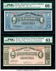 Mexico El Estado de Chihuahua 1; 5; 10; 20 Pesos 10.10.1915; 10.2.1914; 9.20.1915; 1915 Pick S530e; S531c; S534b; S537b Four Examples PMG Gem Uncircul...