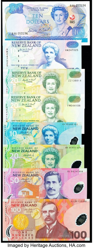 New Zealand Group of 8 Examples Crisp Uncirculated. This lot includes one Replac...