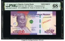 Nigeria Central Bank of Nigeria 100 Naira 2014 Pick 41as Commemorative Specimen PMG Superb Gem Unc 68 EPQ. Red Specimen overprints.

HID09801242017

©...