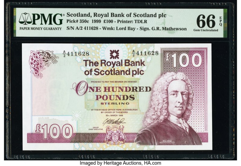 Scotland Royal Bank of Scotland PLC 100 Pounds 30.3.1999 Pick 350c PMG Gem Uncir...