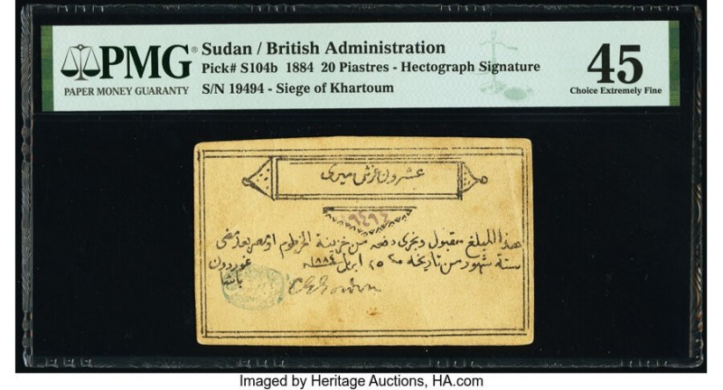 Sudan Siege of Khartoum 20 Piastres 1884 Pick S104b PMG Choice Extremely Fine 45...