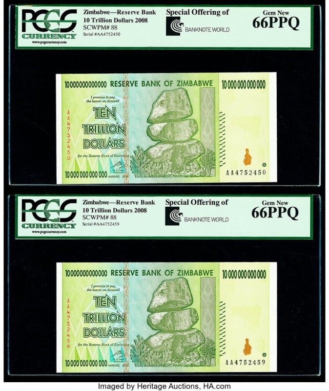 Zimbabwe Reserve Bank of Zimbabwe 10 (2); 50 (3) Trillion Dollars 2008 Pick 88 (...
