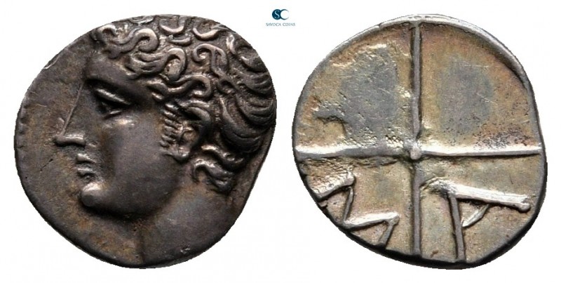 Gaul. Massalia circa 300-100 BC. 
Obol AR

10 mm, 0,63 g

Bare head of Apol...