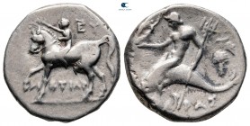 Calabria. Tarentum circa 272-240 BC. EY- (Eu-), ϜIΣTIAP- (Ϝistiar-), magistrates. Nomos AR