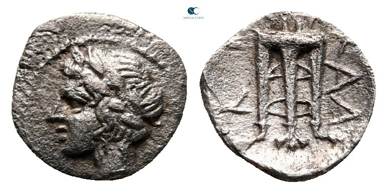 Macedon. Chalkidian League. Olynthos circa 398-352 BC. 
Hemiobol AR

8 mm, 0,...