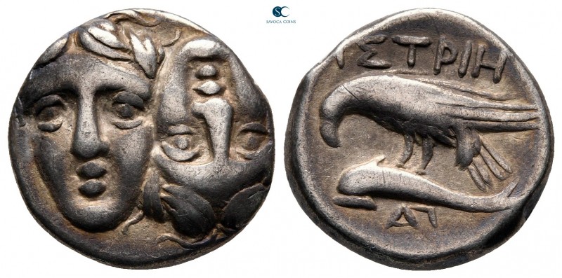 Moesia. Istros circa 400-300 BC. 
Drachm AR

18 mm, 5,05 g

Two facing male...