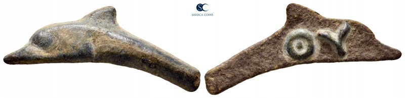Scythia. Olbia circa 525-350 BC. 
Cast Dolphin Æ

32 mm, 2,07 g

Dolphin wi...