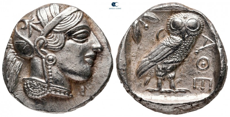 Attica. Athens circa 454-404 BC. 
Tetradrachm AR

26 mm, 17,18 g

Head of A...
