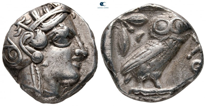 Attica. Athens circa 454-404 BC. 
Tetradrachm AR

25 mm, 16,97 g

Head of A...