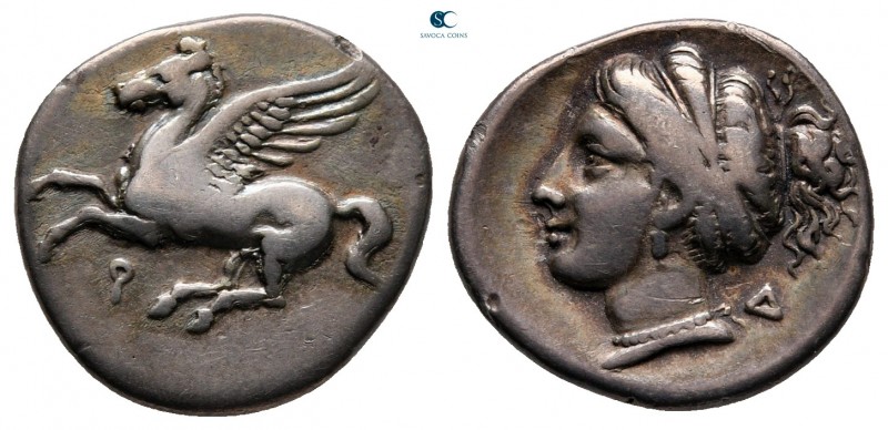 Corinthia. Corinth circa 375-300 BC. 
Drachm AR

16 mm, 2,67 g

Pegasos fly...