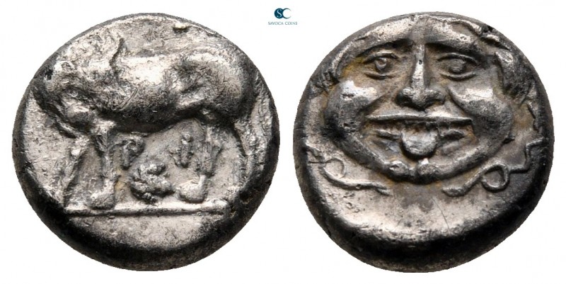 Mysia. Parion circa 400-300 BC. 
Hemidrachm AR

12 mm, 2,34 g

[ΠΑ] ΡΙ, Bul...