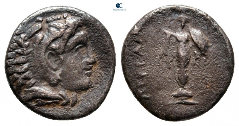 Mysia. Pergamon circa 310-282 BC. 
Diobol AR

13 mm, 1,20 g

Head of Herakl...