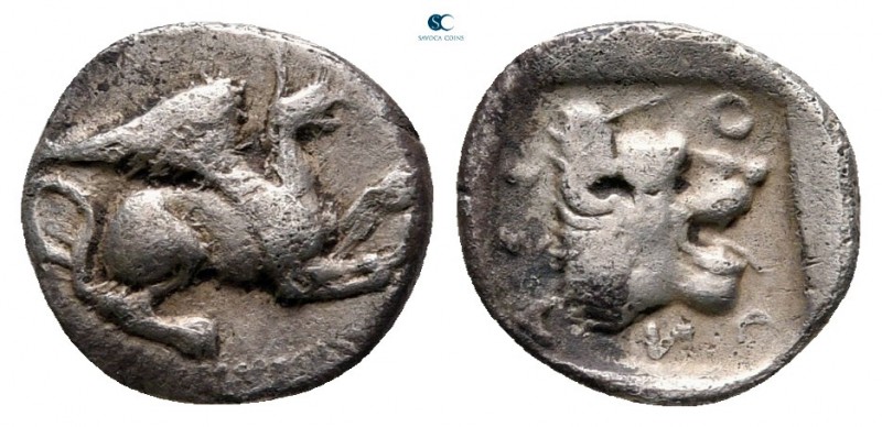 Troas. Assos circa 479-450 BC. 
Obol AR

10 mm, 0,60 g

Griffin seated righ...