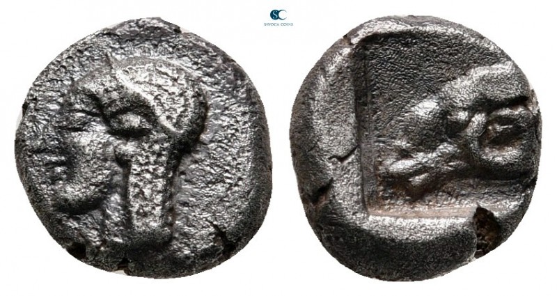 Troas. Kebren circa 450 BC. 
Diobol AR

9 mm, 1,22 g

Female head to left, ...