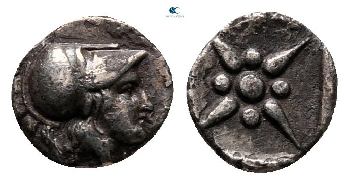 Troas. Kolone circa 500-400 BC. 
Hemiobol AR

7 mm, 0,27 g

Head of Athena ...