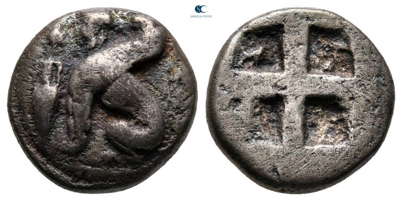 Islands off Ionia. Chios circa 431-412 BC. 
Drachm AR

14 mm, 3,32 g

Sphin...
