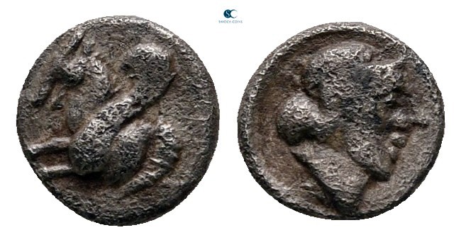 Caria. Possibly Mylasa circa 400-300 BC. 
Hemiobol AR

6 mm, 0,32 g

Forepa...
