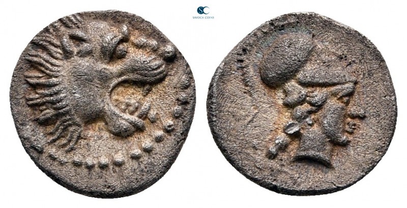 Pamphylia. Side circa 250-150 BC. 
Obol AR

10 mm, 0,75 g

Head of roaring ...