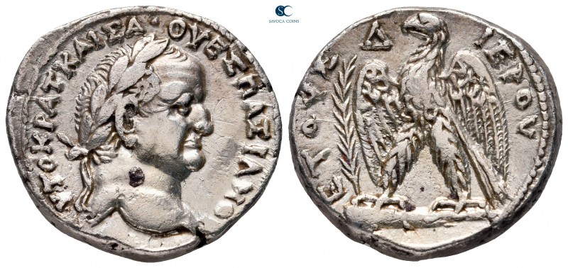 Seleucis and Pieria. Antioch. Vespasian AD 69-79. Dated "Holy Year" 4=AD 71/2
T...