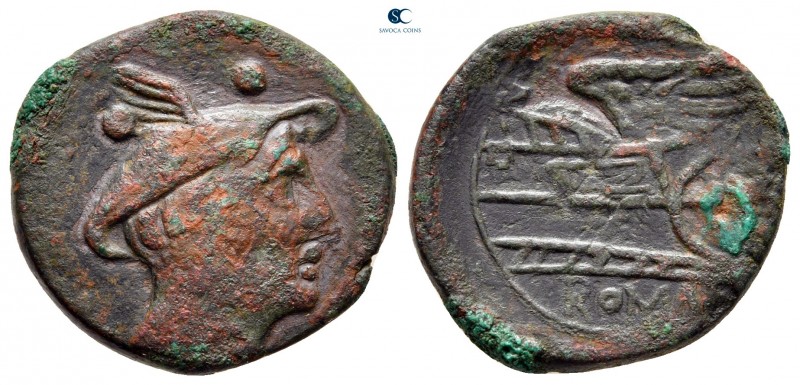 Anonymous after circa 212 BC. Uncertain mint
Sextans Æ

21 mm, 4,84 g

Head...