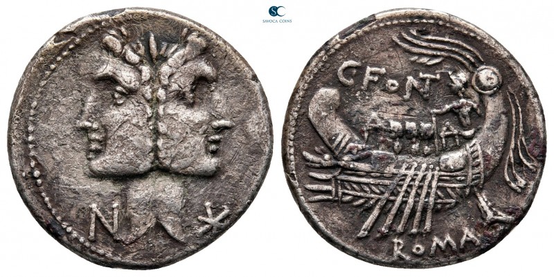 C. Fonteius 114-113 BC. Rome
Denarius AR

20 mm, 2,95 g

Laureate Janiform ...