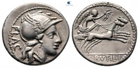 L. Rutilius Flaccus 77 BC.  Roma.  Denarius AR