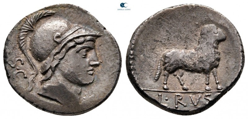 L. Rustius 76 BC. Rome
Denarius AR

19 mm, 3,76 g

SC/ X, helmeted head of ...