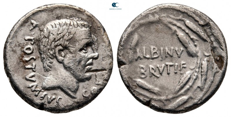 Albinus Bruti f 48 BC. Rome
Denarius AR

18 mm, 3,64 g

Bare head of the co...