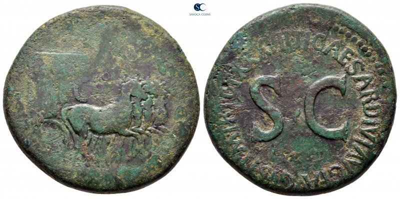Tiberius AD 14-37. Rome
Sestertius Æ

35 mm, 24,82 g

Triumphal quadriga to...