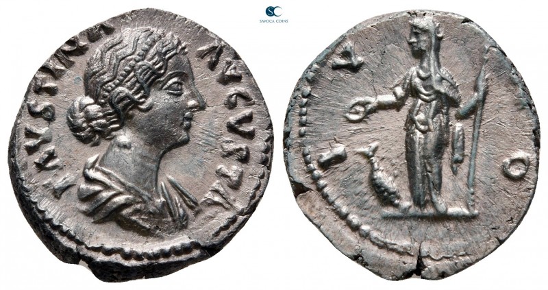 Faustina II AD 147-175. Rome
Denarius AR

19 mm, 2,96 g

FAVSTINA AVGVSTA, ...