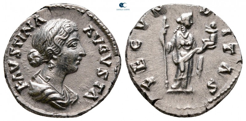 Faustina II AD 147-175. Rome
Denarius AR

18 mm, 3,08 g

FAVSTINA AVGVSTA, ...