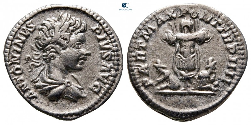 Caracalla AD 198-217. Rome
Denarius AR

19 mm, 3,18 g

ANTONINVS PIVS AVG, ...