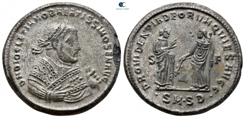 Diocletian, as Senior Augustus AD 305-312. 4th officina. Serdica
Follis Æ silve...