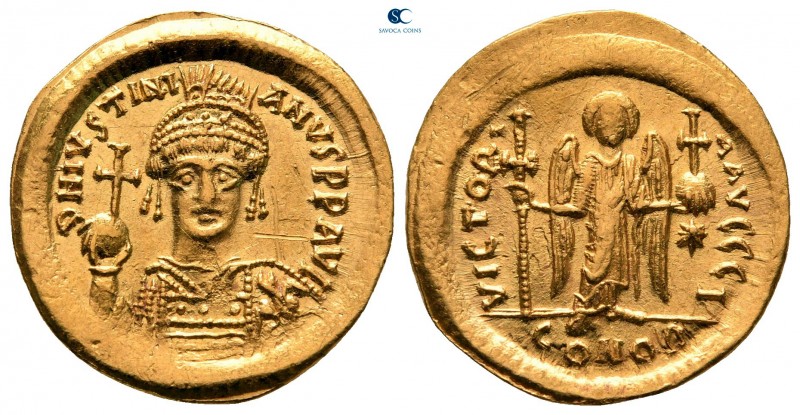 Justinian I AD 527-565. Constantinople. 10th officina
Solidus AV

21 mm, 4,42...