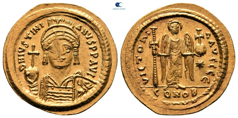 Justinian I AD 527-565. Constantinople. 5th officina
Solidus AV

23 mm, 4,47 ...