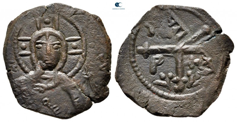 Tancred AD 1101-1103. Antioch
Follis Æ

22 mm, 3,74 g

Facing bust of Chris...