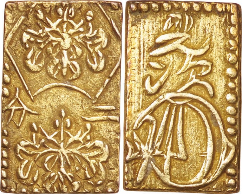Japan. Gold. 1860. 2 Bu. VF. Manen 2 Bu-ban-kin (Hane-Bu, Ansei variety) Gold JN...