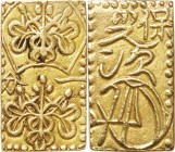 Japan. Gold. 1837-1858. Bu. EF. Tempo 1 Bu-ban-kin Gold JNDA09-39. 2.80g. Au568/Ag432. aprx.16.50mm.