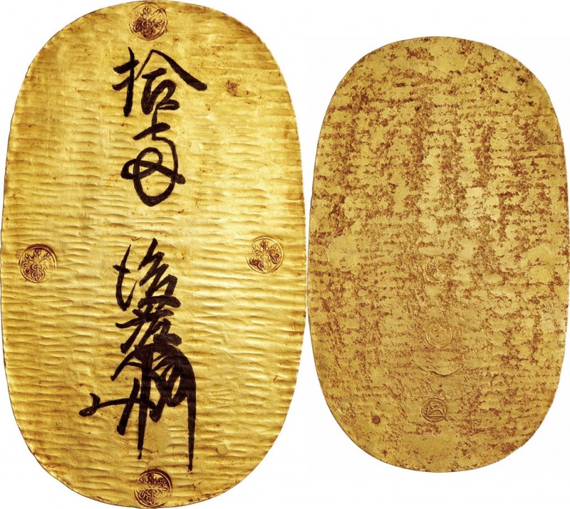 Japan. Gold. 1573-1609. VF. Tensho Oban-kin Gold Rewritten JNDA09-3. 165.40g. Au...