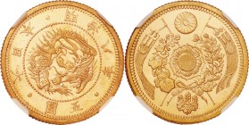 Japan. Gold. 1875. 5 Yen. FDC Prooflike. NGC MS66PL. Old type 5 Yen Gold Reduced Late variety JNDA01-3A. 8.33g. .900. 21.82mm.