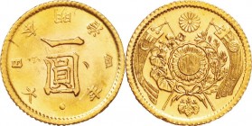 Japan. Gold. 1871. Yen. AU. Old type 1 Yen Gold Late variety JNDA01-5. 1.67g. .900. 13.51mm. w/JNDA Cert.
