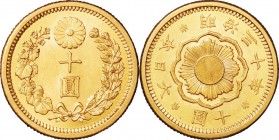 Japan. Gold. 1897. 10 Yen. UNC. New type 10 Yen Gold JNDA01-7. 8.33g. .900. 21.21mm.