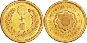 Japan. Gold. 1899. 10 Yen. UNC. New type 10 Yen Gold JNDA01-7. 8.33g. .900. 21.21mm. w/JNDA Cert.