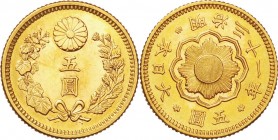 Japan. Gold. 1898. 5 Yen. UNC. New type 5 Yen Gold JNDA01-8. 4.17g. .900. 16.96mm. w/JNDA Cert.
