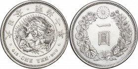 Japan. Silver. 1874. Yen. EF. New type 1 Yen Silver Large size Late variety JNDA01-10. 26.96g. .900. 38.60mm. w/JNDA Cert.