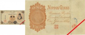 Japan. Banknote. 1889. Yen. VF. 1 Yen Kan Suji JNDA11-29. 85.00×145.00mm.