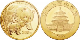 China. Gold. 2004. 200 Yuan. UNC. Panda 1/2oz Gold 200 Yuan. 15.55g. .999. 27.00mm. Original Vinyl.