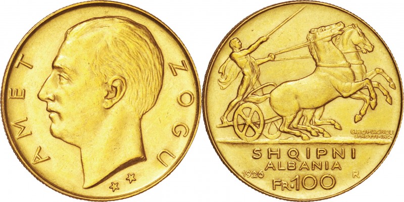 Albania. Gold. 1926. 100 Franga Ari. AU. Zog I Gold 100 Franga Ari. 32.26g. .900...